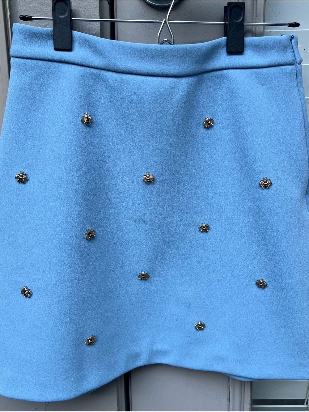 Maje Light Blue Embellished Mini Skirt